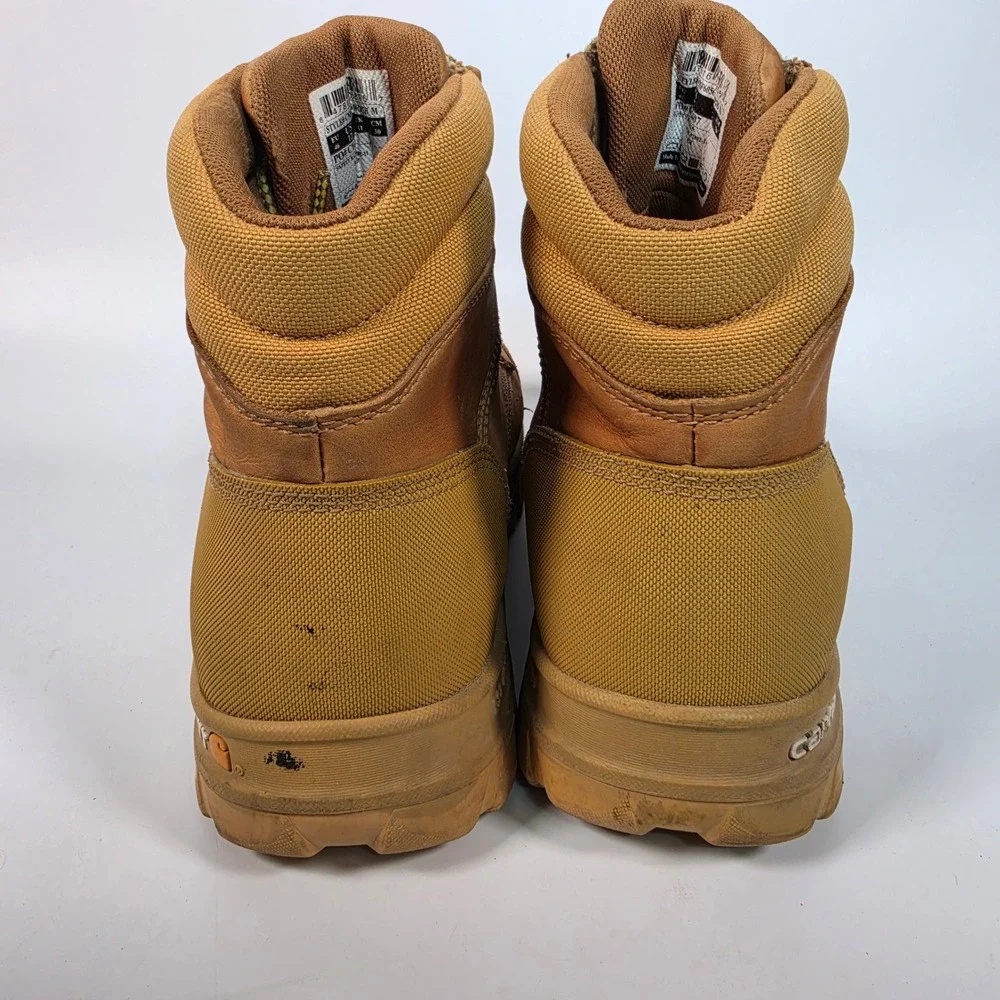 Carhartt Waterproof Work Boots Men's 12 Brown Leather Soft Toe Lace Up Workwear